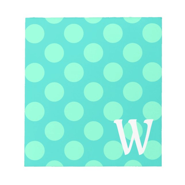 Monogrammed Aquamarine Dots Notepad (Front)