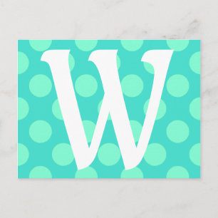 Monogrammed Aquamarine Dots Postcard