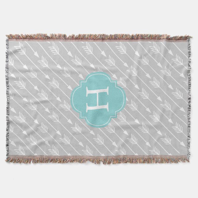 Monogrammed Arrows Pattern Throw Blanket (Front)