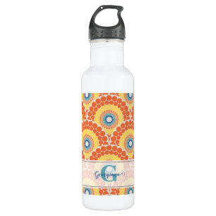 Monogrammed Art Deco Aegean Summer Radiant Mandala 710 Ml Water Bottle