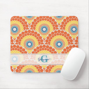 Monogrammed Art Deco Aegean Summer Radiant Mandala Mouse Mat