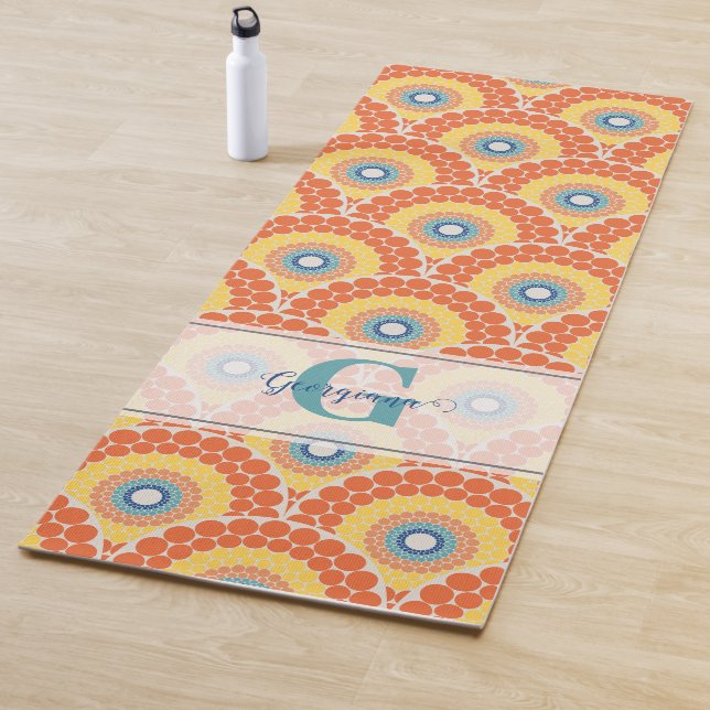 Monogrammed Art Deco Aegean Summer Radiant Mandala Yoga Mat (In Situ)