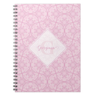 Monogrammed Art Deco Fans Preppy In Pink Mandala Notebook