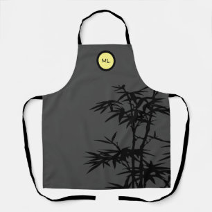 Monogrammed Asian Style Black Grey Red Apron