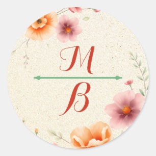 Monogrammed    Autumn Wedding  Classic Round Sticker