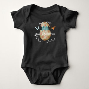 Monogrammed Babysaurus Dinosaur wild animal black Baby Bodysuit
