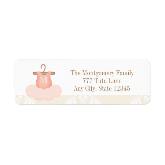 MONOGRAMMED BALLERINA TUTU RETURN ADDRESS LABELS