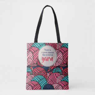 Monogrammed - Balls of Yarn w. Knitting Humour Tote Bag