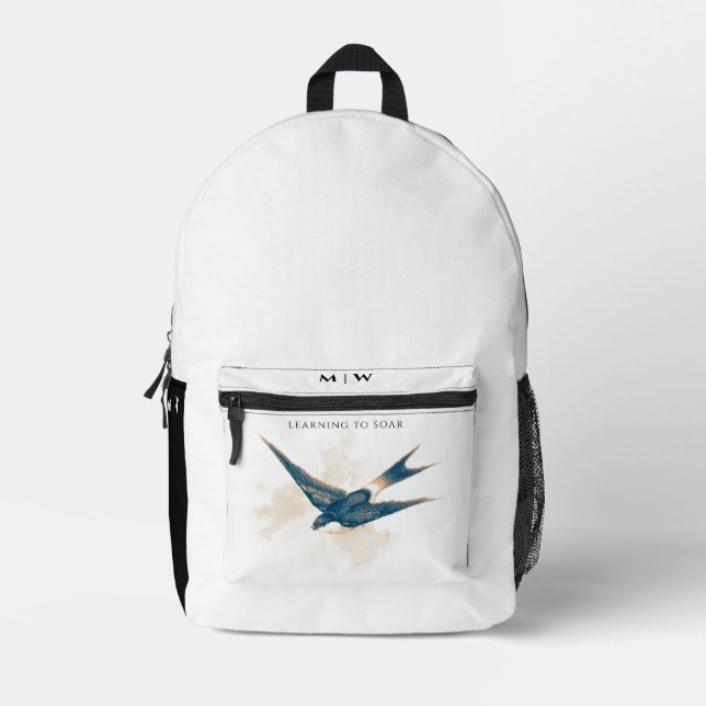 Monogrammed Barn Swallow Print Cut Sew Bag (Front)