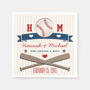 MONOGRAMMED BASEBALL BABY SHOWER NAPKIN