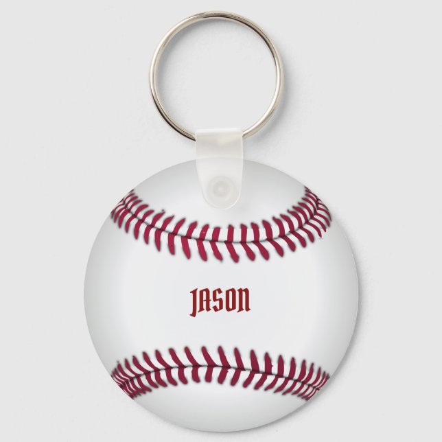 Monogrammed Baseball Key Ring (Front)