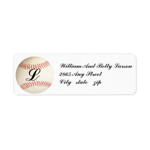 MONOGRAMMED BASEBALL,- RETURN ADDRESS LABELS