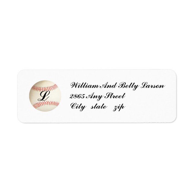 MONOGRAMMED BASEBALL,- RETURN ADDRESS LABELS (Front)