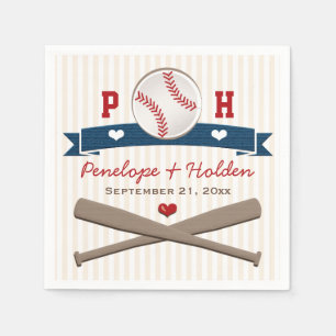 MONOGRAMMED BASEBALL WEDDING NAPKIN