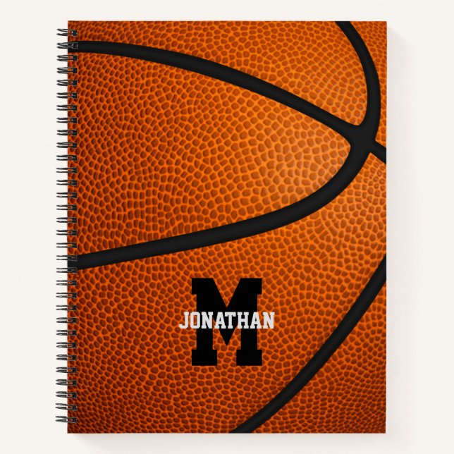 Monogrammed basketball spiral notebook (Front)
