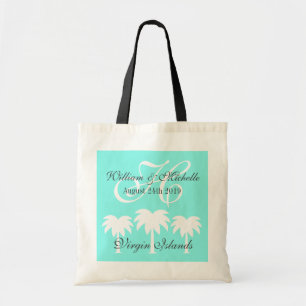 Monogrammed beach destination wedding tote bag