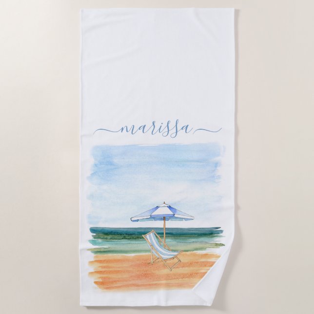 Monogrammed Beach Scene Towel (Front)
