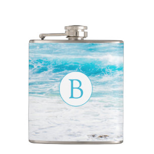 Monogrammed Beach Theme Wedding Flask