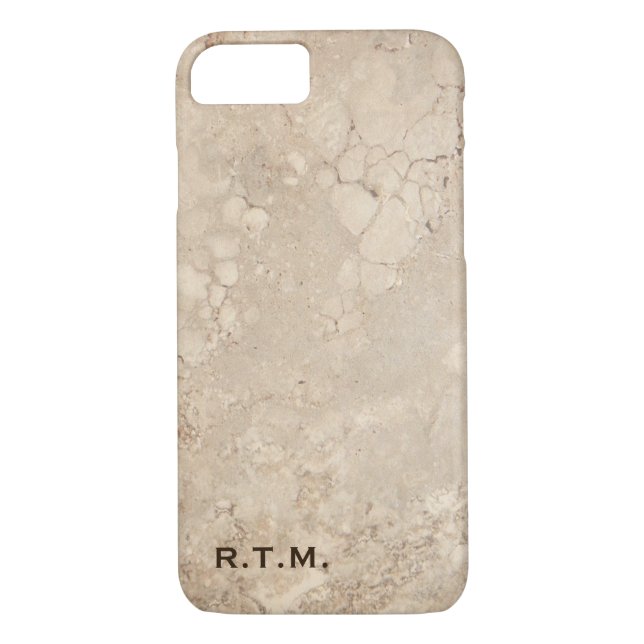 Monogrammed Beige Granite iPhone 7 Case (Back)