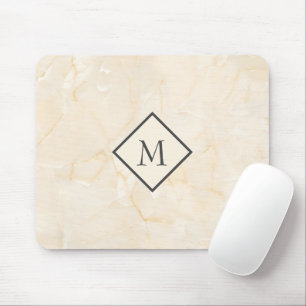 Monogrammed Beige Marble Mouse Mat