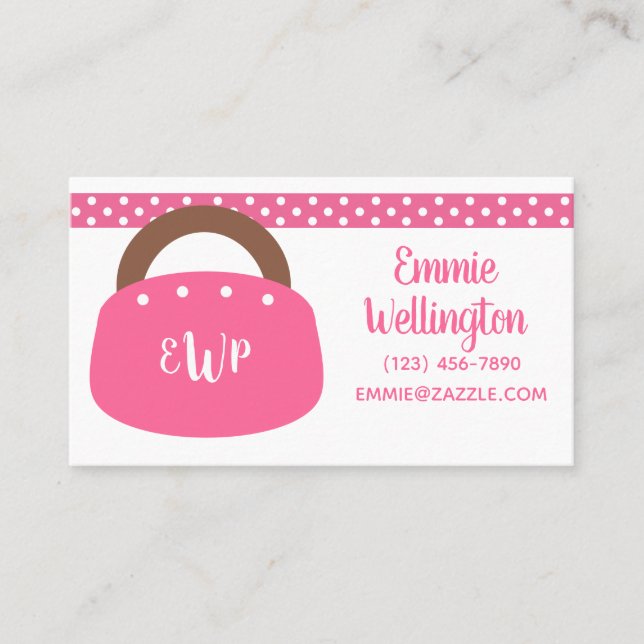 Monogrammed Bermuda Bag Business or Contact Card (Front)