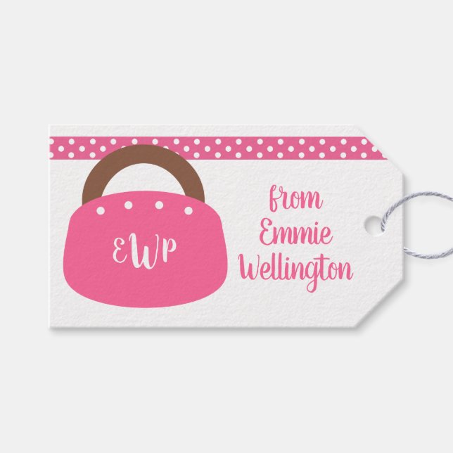 Monogrammed Bermuda Bag Personalised Gift Tags (Front (Horizontal))