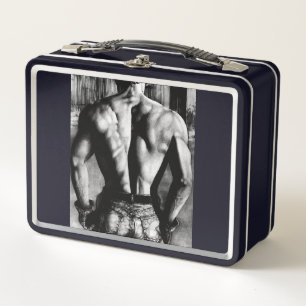 Monogrammed Best Back Masculine Bodybuilder Metal Lunch Box