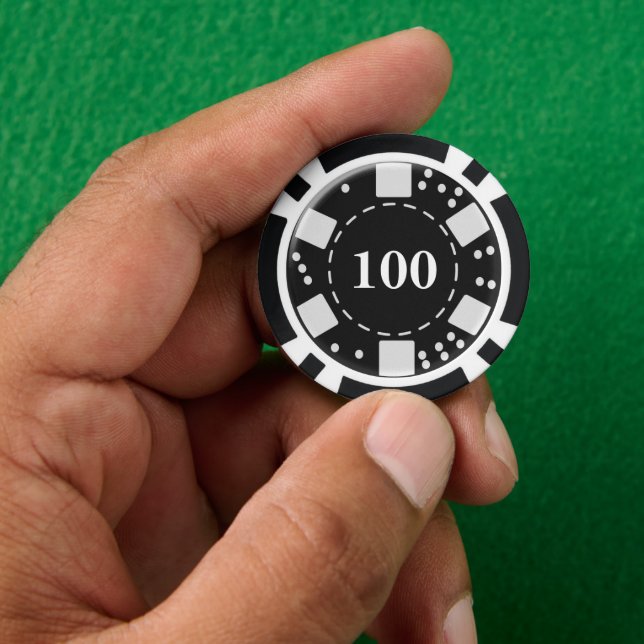 Monogrammed Black 100 Poker Chips (Hand)