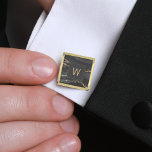 Monogrammed Black Agate Gold Dark Square Gold Finish Cufflinks<br><div class="desc">These elegant cufflinks feature a black watercolor agate geode design with gold faux glitter highlights. Personalise them with his monogram initial in gold-coloured text on an off-black square.They coordinate with our black and gold agate dark wedding suite. Also available in round shape. They make great gifts for your groomsmen!</div>