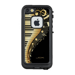 Monogrammed  Black And Gold Music Notes LifeProof FRÄ’ iPhone SE/5/5s Case