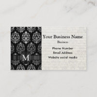 Monogrammed black and silver damask