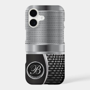 Monogrammed Black and Silver Metallic Mesh