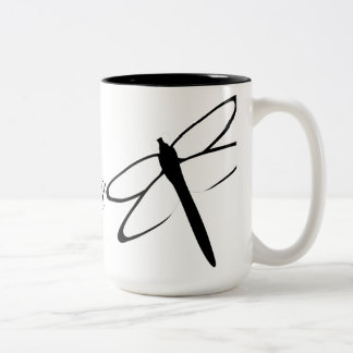 Monogrammed Black And White Dragonfly Mug