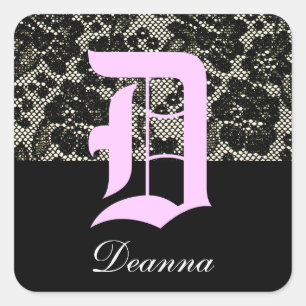 Monogrammed Black and White Letter D Sticker