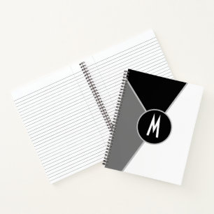 Monogrammed Black and white Monochrome Color block Notebook