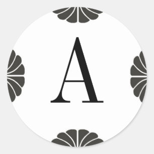 Monogrammed Black and White Sticker Letter A