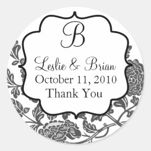 Monogrammed Black and White Wedding Stickers