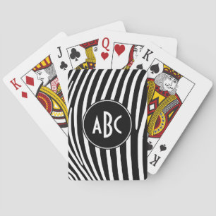 Monogrammed Black and White Zebra Stripes Playing Cards