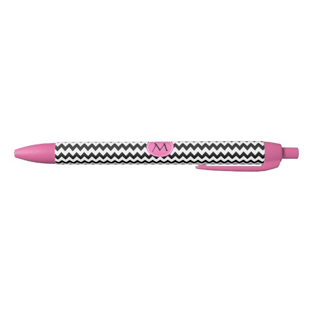 Monogrammed Black and White Zigzag Ink Pen (Bottom)