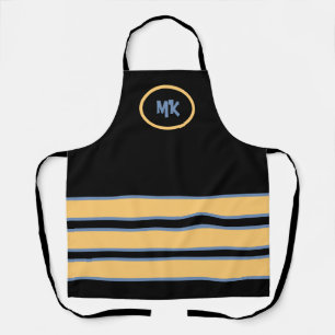 Monogrammed Black and Yellow Striped Apron