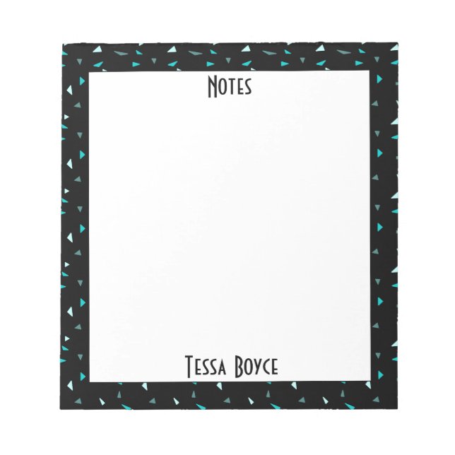 Monogrammed Black Blue Abstract Modern Pattern Notepad (Front)