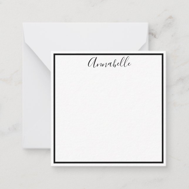 Monogrammed Black Boarder Note Card & Envelope (Front)