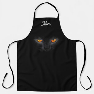 Monogrammed black cat apron