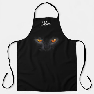 Monogrammed black cat  apron
