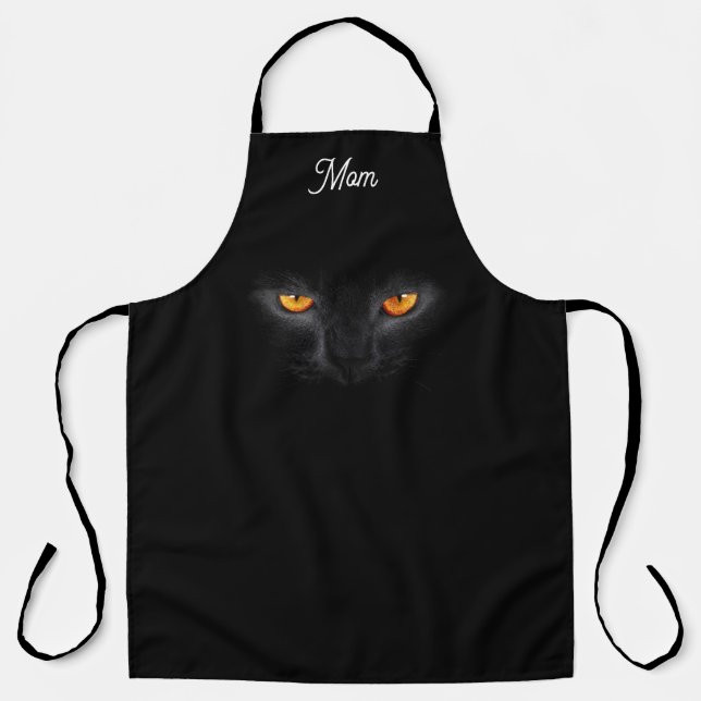 Monogrammed black cat  apron (Front)