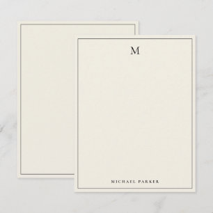 Monogrammed Black & Ecru Professional Thank You Card