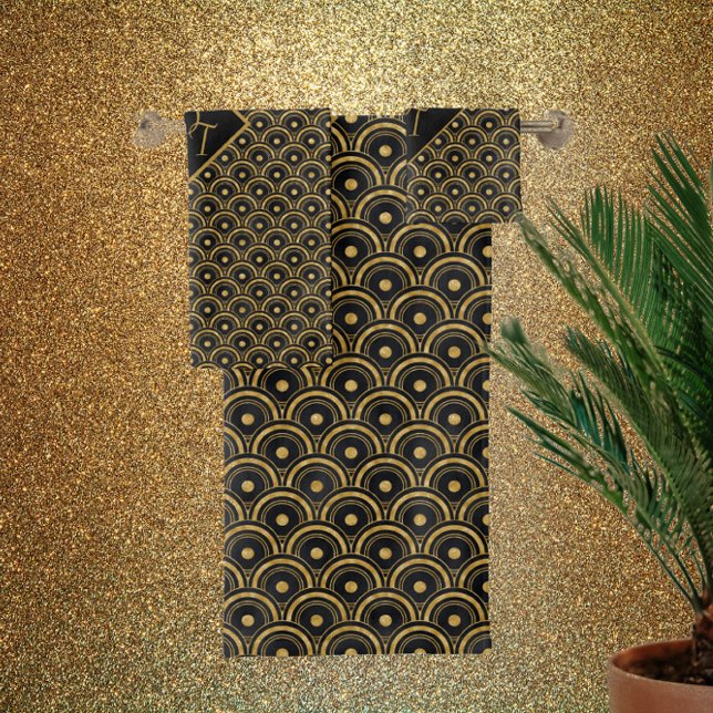 Monogrammed -  black&gold  art deco  bath towel set (Creator Uploaded)