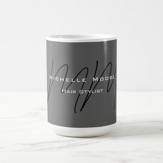 Monogrammed Black Grey Calligraphy  Coffee Mug (Center)