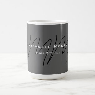 Monogrammed Black Grey Calligraphy  Coffee Mug