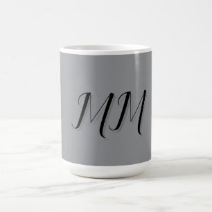 Monogrammed Black Grey Calligraphy  Coffee Mug